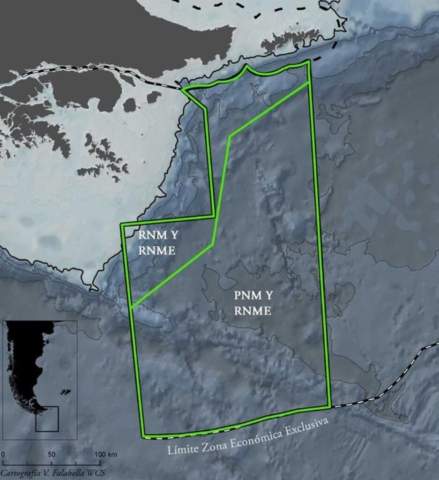 Mapa de la geografía del Área Marina Protegida Yaganes