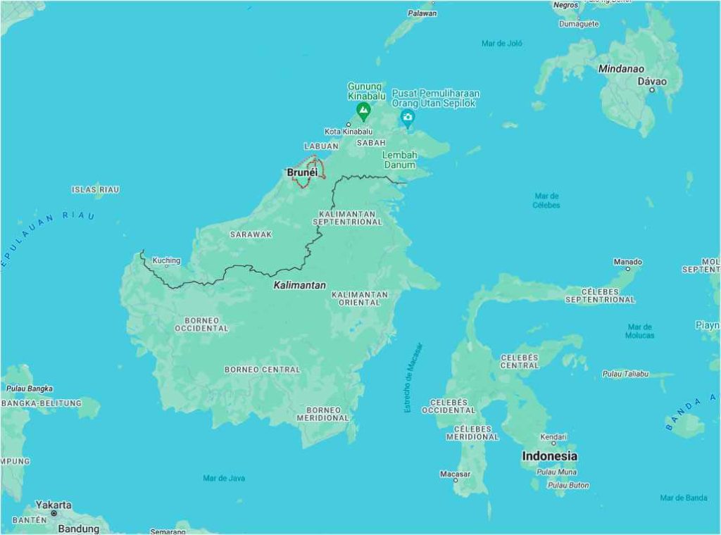 Mapa de los parques nacionales de Brunéi, Asia