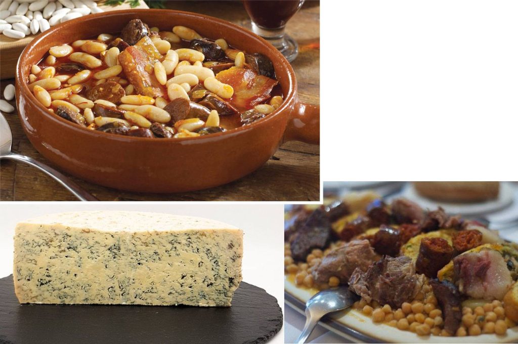 Gastronomía del Parque Nacional de Picos de Europa: queso cabrales, fabada asturiana y cocido lebaniego