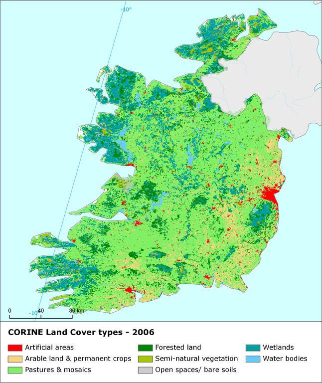 Mapa de parques nacionales en Irlanda y áreas protegidas del país