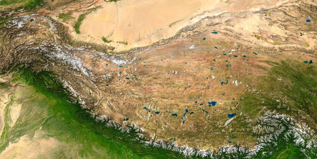 Vista aérea de la Meseta del Tíbet