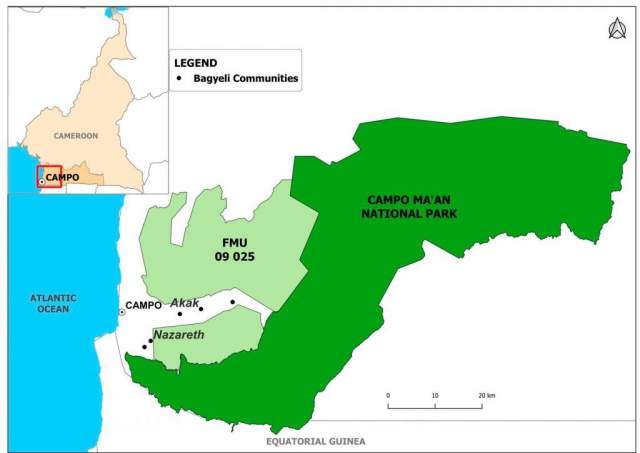 Mapa del Parque Nacional de Campo-Ma’an