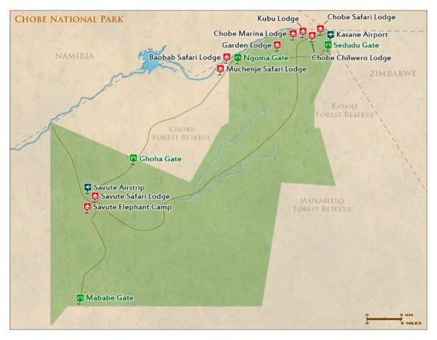 Mapa del Parque Nacional Chobe