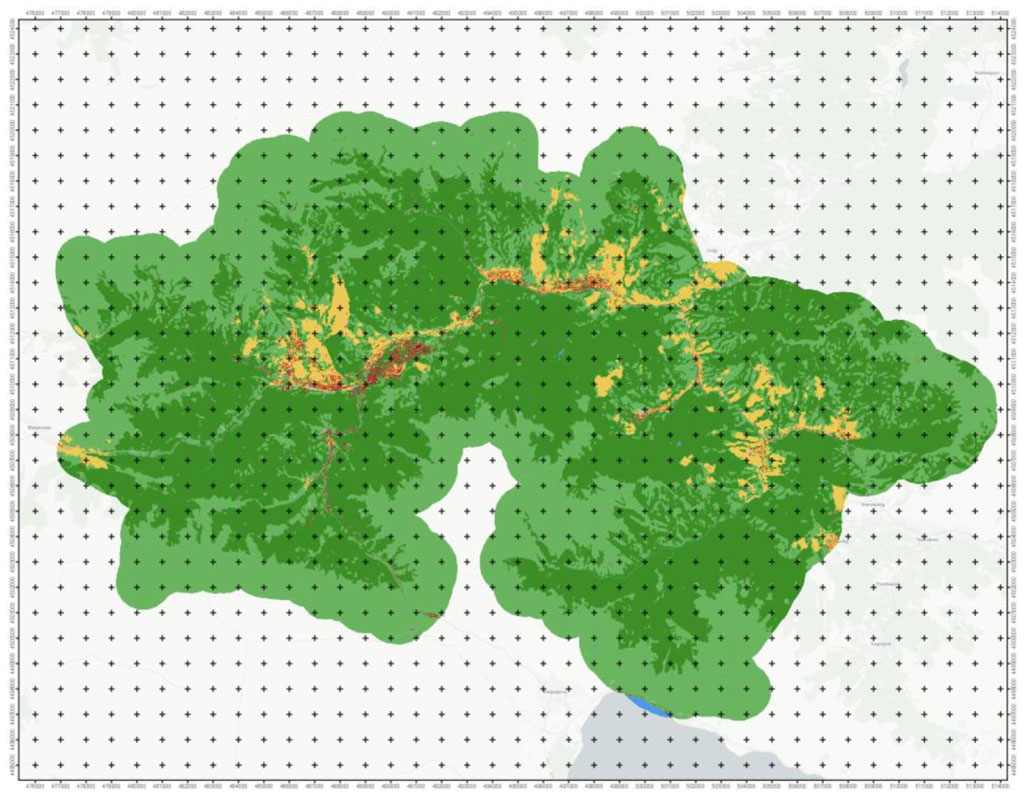 Mapa geográfico del parque nacional Dilijan, Armenia