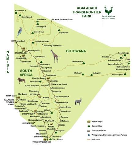 Mapa de Parque Nacional Kgalagadi