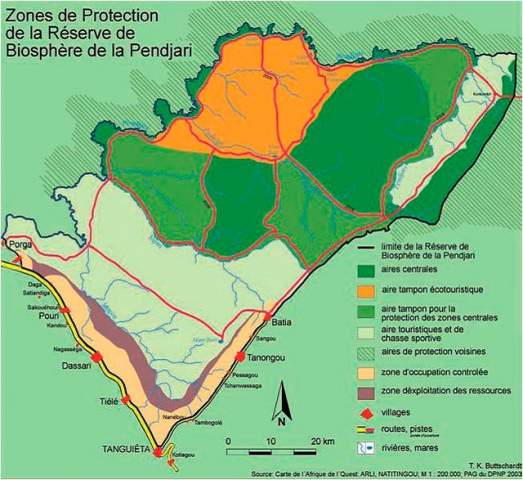 Mapa de Parque Nacional de Pendjari