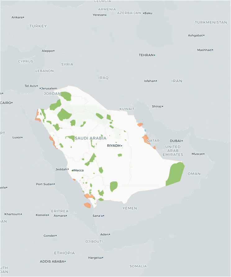 Parques nacionales de Arabia Saudita, Reservas naturales y Áreas Protegidas