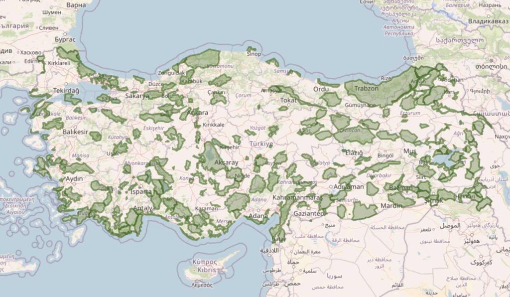 Parques Nacionales de Turquía, Áreas Protegidas y Reservas Naturales