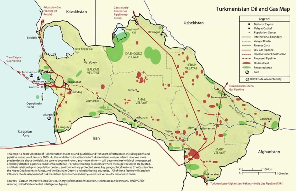 Reservas de la Naturaleza de Turkmenistán, Santuarios, Parques Nacionales y Áreas Protegidas