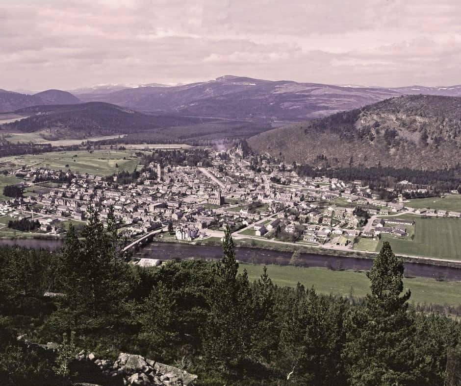 Aerial view of Ballater, Scotland