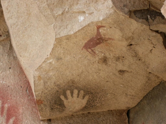Detalle del arte rupestre en la Cueva de las Manos
