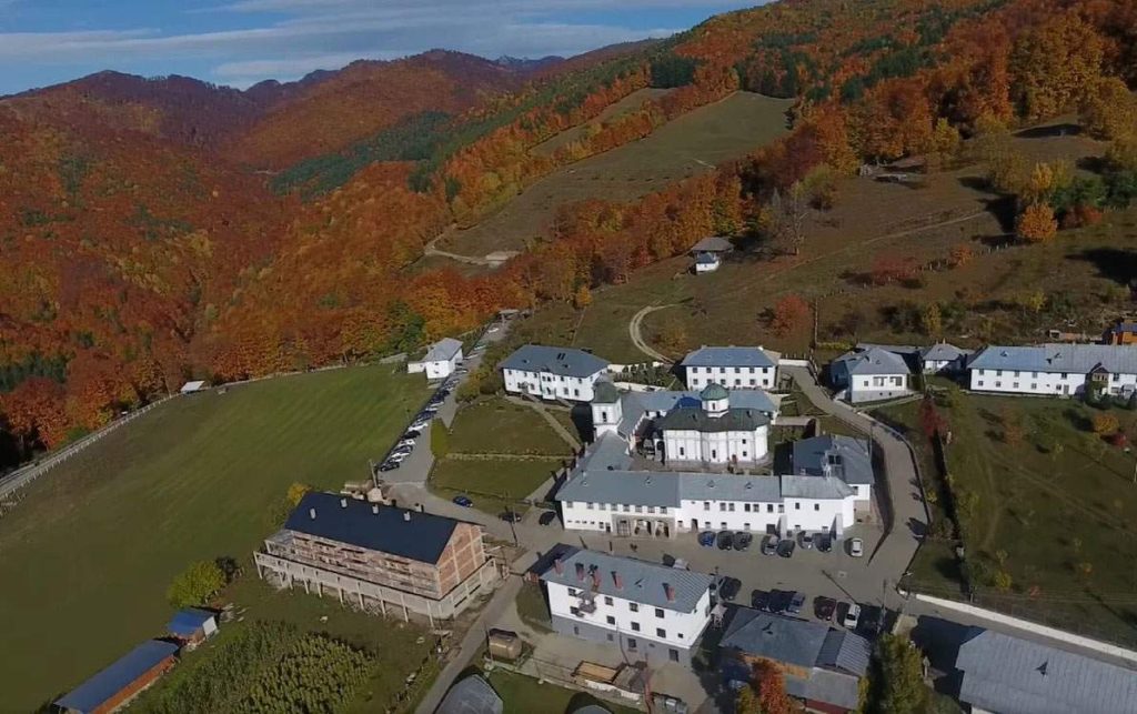 Aerial view of Frăsinei Monastery, Romania