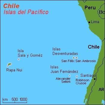 Geografische Karte des Juan-Fernández-Archipels in Chile