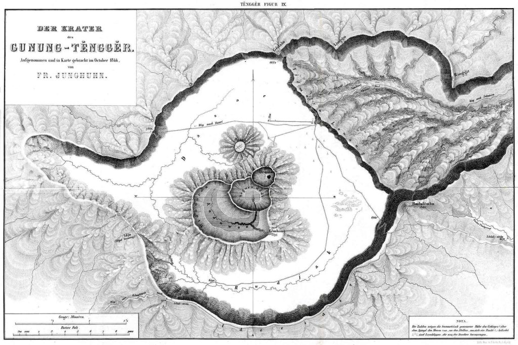 Geographic map of Bromo Tengger Semeru National Park, Java, Indonesia