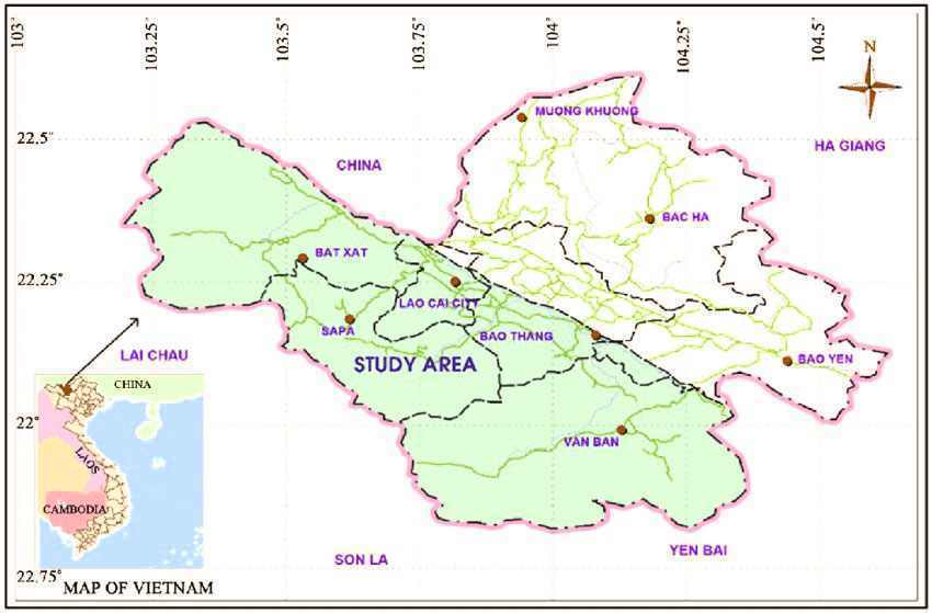 Geographic map of Hoàng Liên National Park, Vietnam