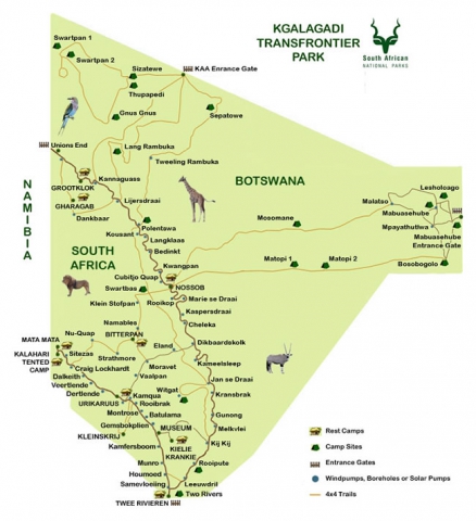 Map of Kgalagadi National Park