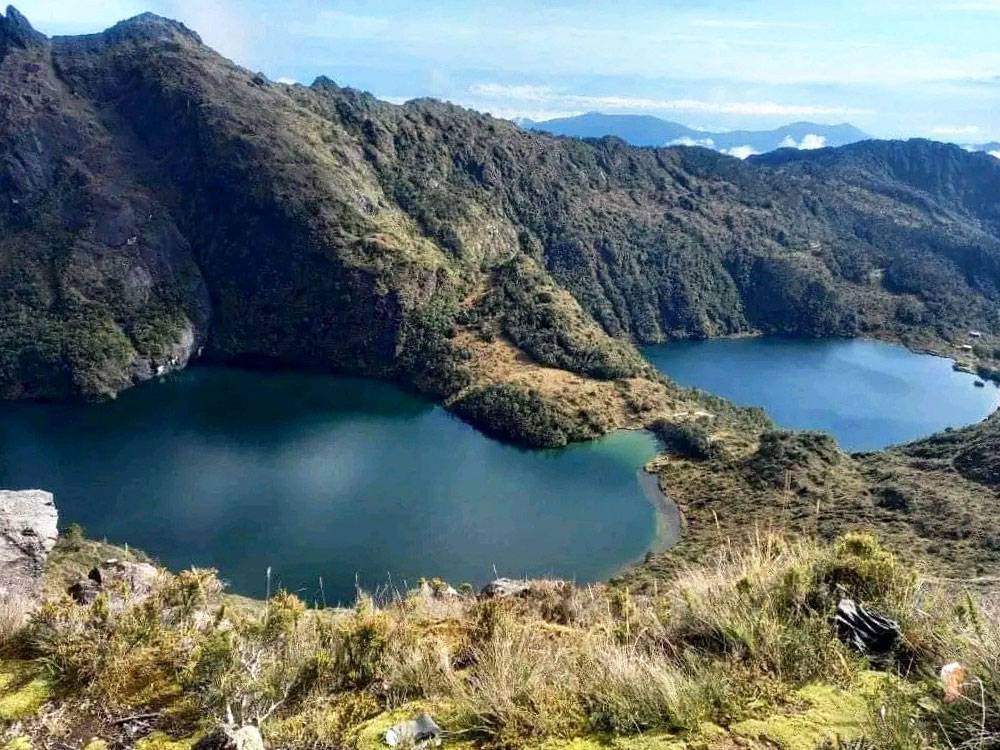 Panoramic view of Piunde Lake and Aunde Lake in Papua New Guinea