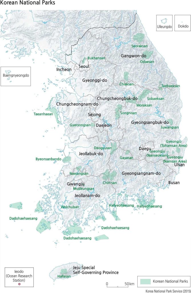 Map of South Korea's National Parks and Protected Areas