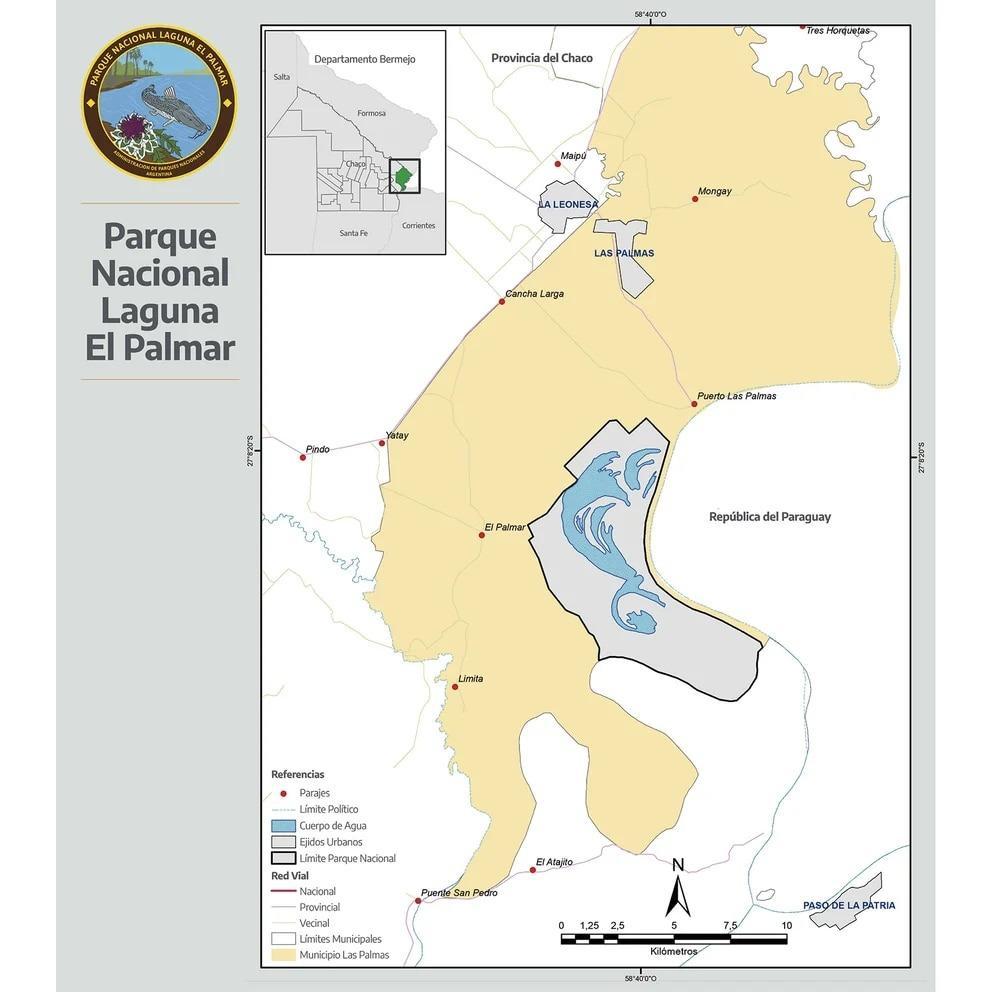 Map of the protected area of Laguna El Palmar National Park