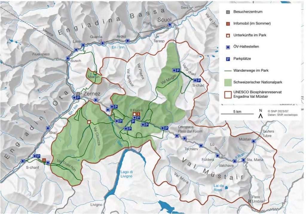 Carte du Parc national Suisse