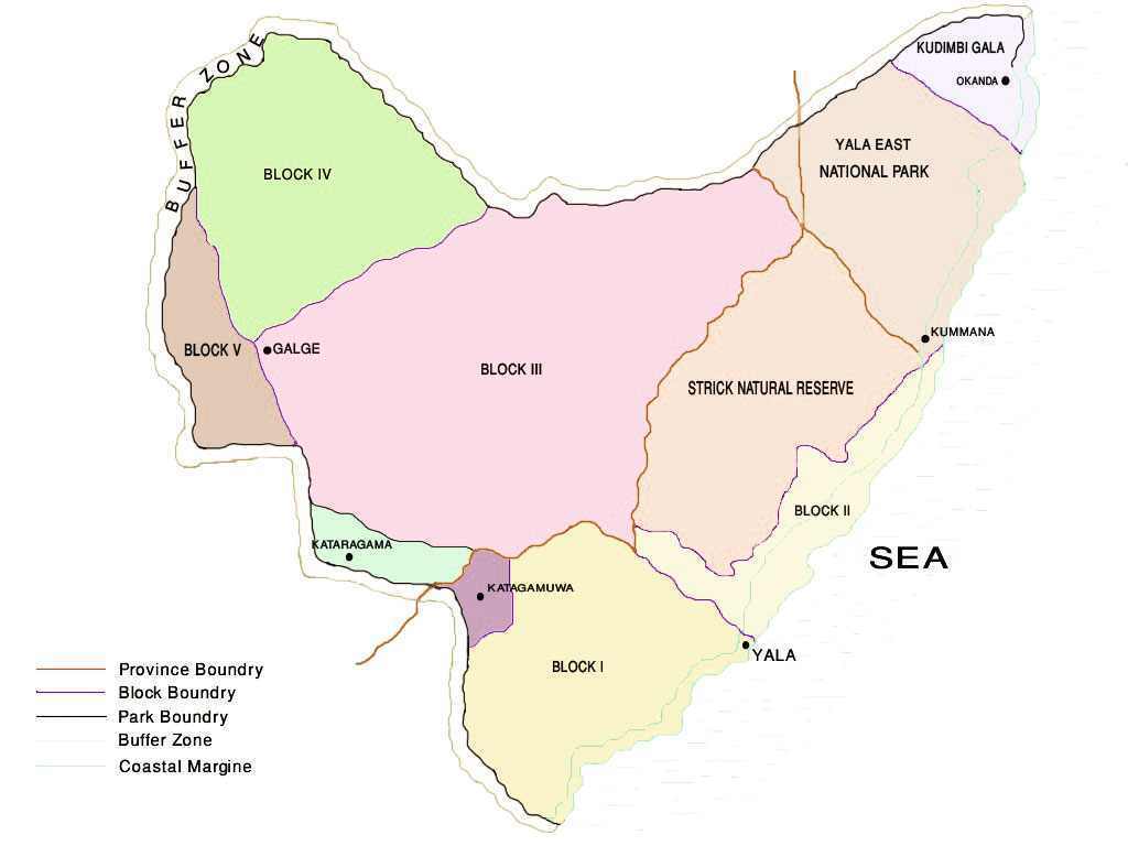 Geography of Yala Park, a protected area in Sri Lanka